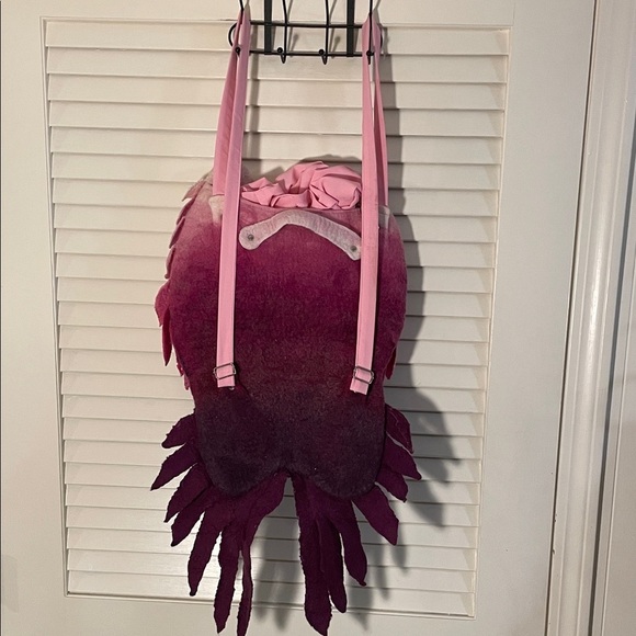 Winged Angel Wing OOAK Pink Handcrafted Felted Wool Purple Feathered Backpack - Picture 10 of 16